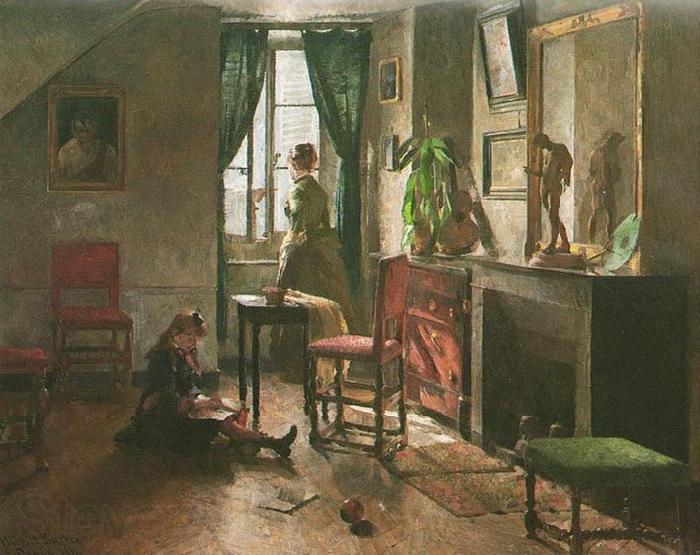 Harriet Backer Interior med figurer France oil painting art